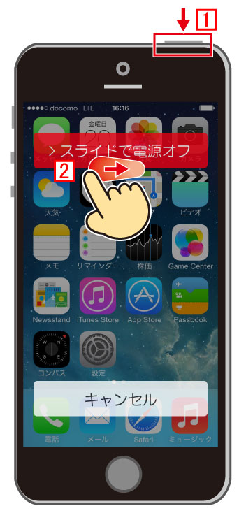 iPhoneの電源を切る